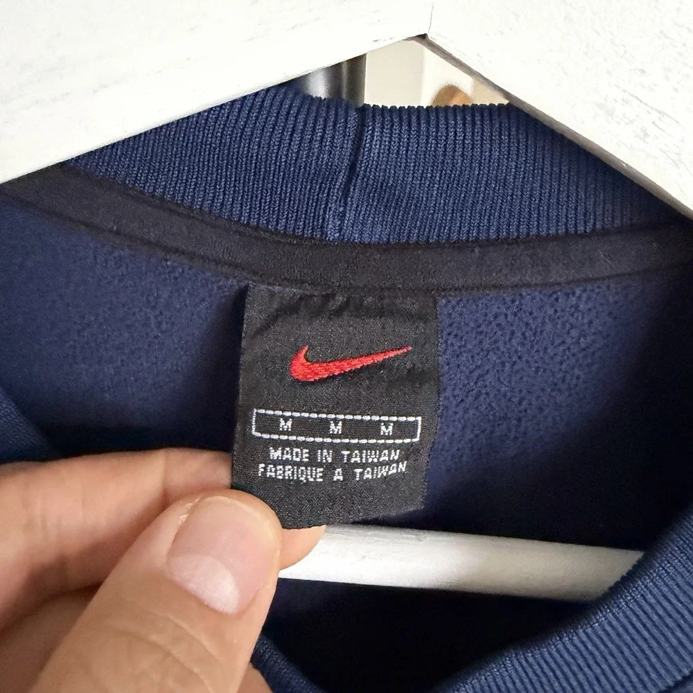 Michigan Wolverines 90's Nike Long Sleeve‎ Crewneck Fleece Shirt Sz Medium Navy